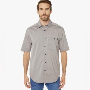 Wolverine NWT Men’s Size L Gray Chambray Grayson Short Sleeve Button Down Shirt